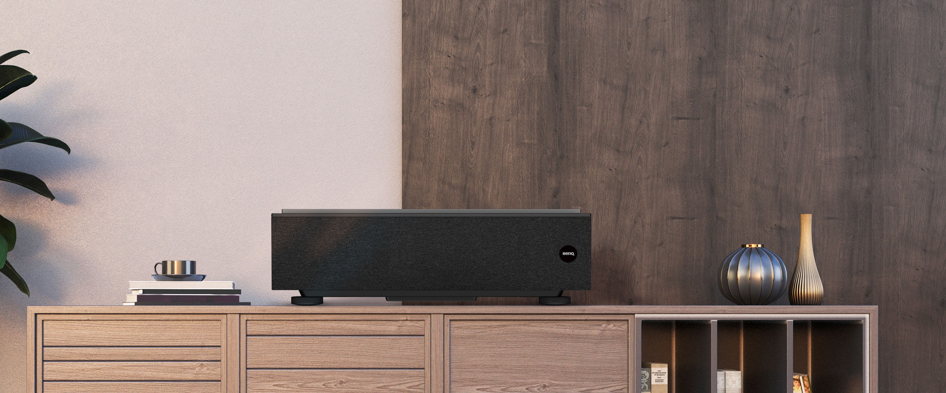 雷射電視v6050以洗練簡潔的切割和低反光的工藝及織布材質,彰顯”低奢華”的影音視覺​