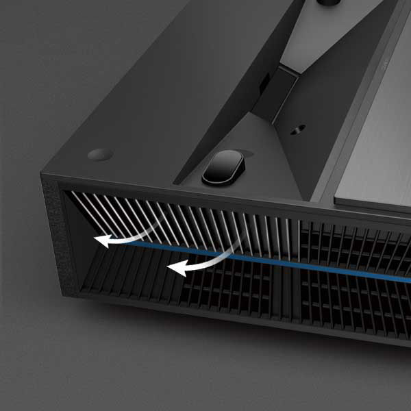 斜面散熱格柵，不僅美觀，更避免積塵