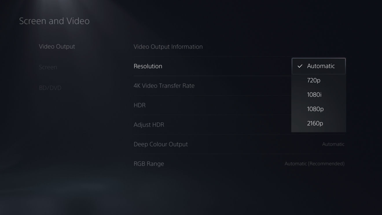 ps5 gaming monitor resolution setting