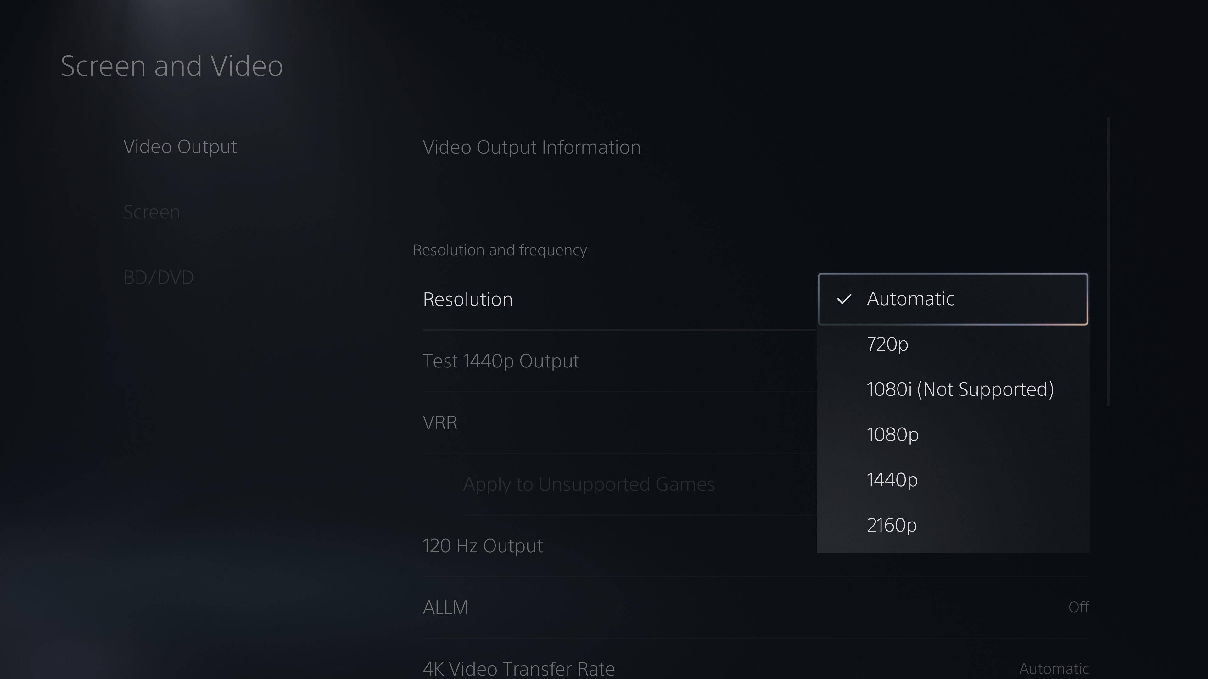 ps5 gaming monitor resolution setting