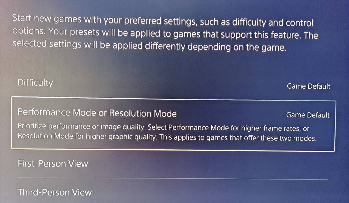 Préréglages des jeux sur PS5 et comment obtenir 120 images par seconde