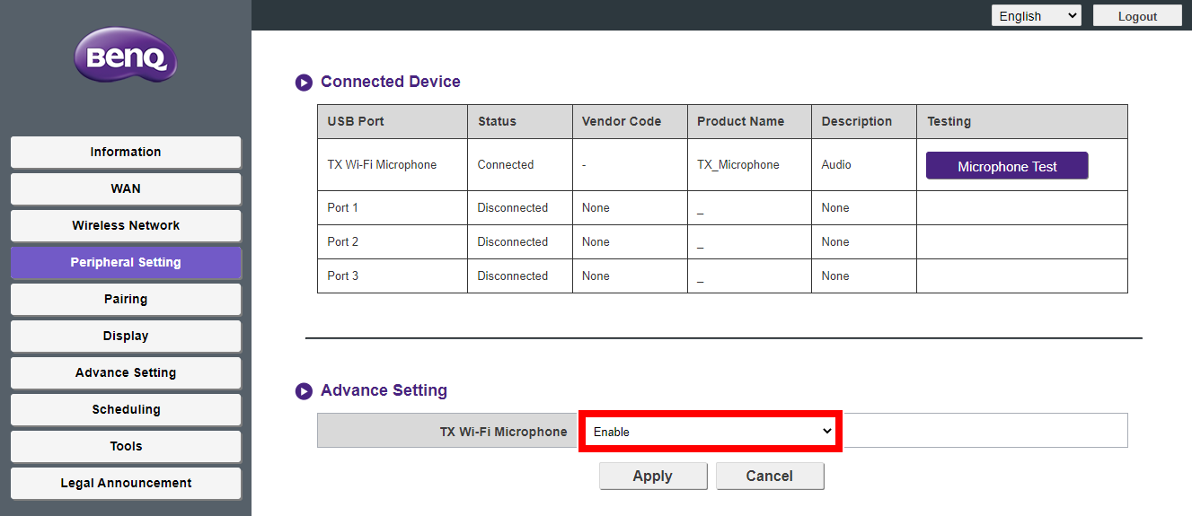 InstaShow VS Microphone Function in Web Management