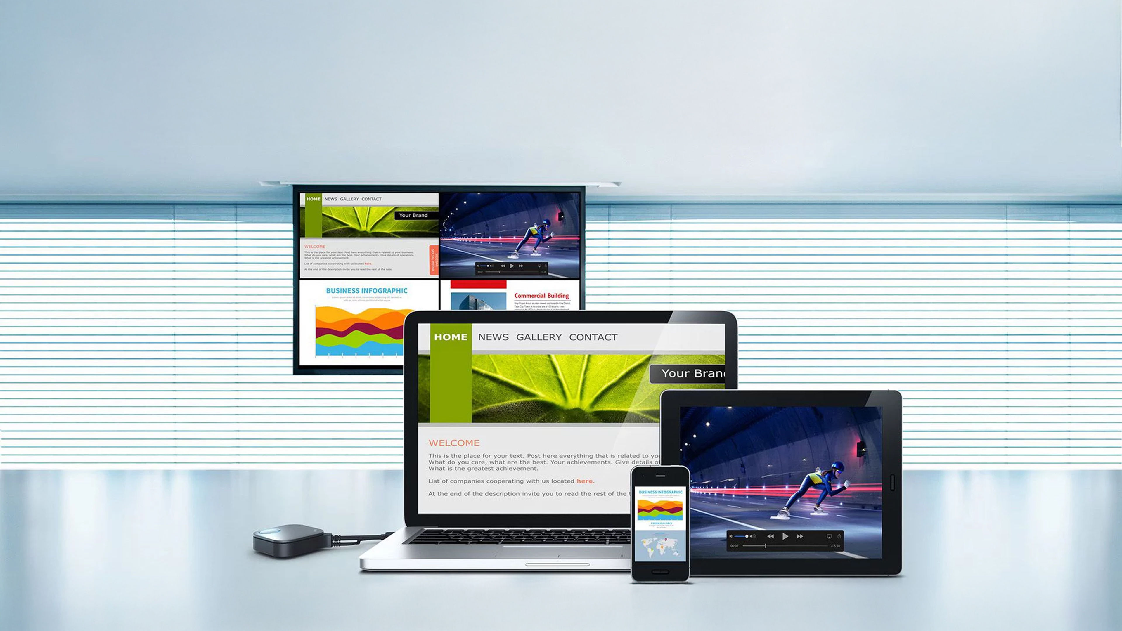 四分割畫面同時無線投影