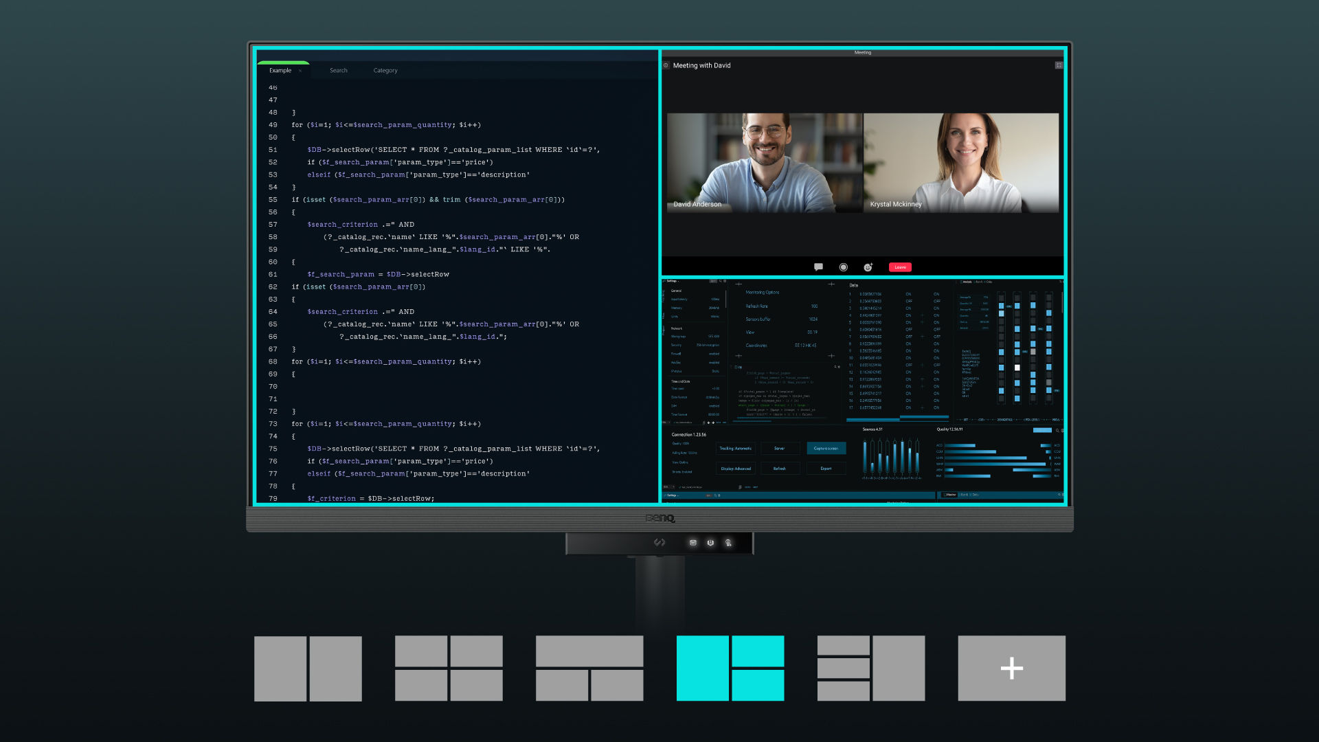 BenQ RD320UA's Desktop Partition and drag the application you're working with into partitions by using preset templates or by customizing your own layouts.