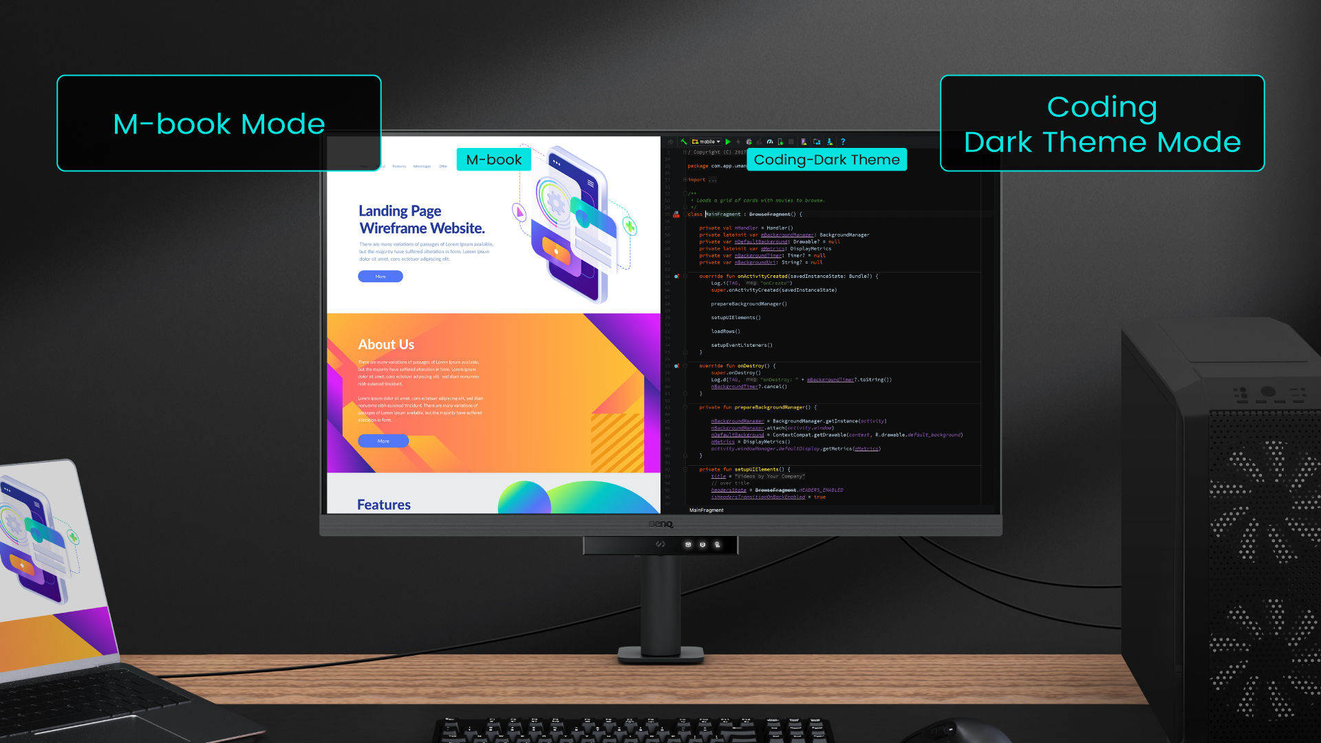 RD320UA's DualView Plus with PIP/PBP not only displays dual sources simultaneously but also allows different color modes for each screen.