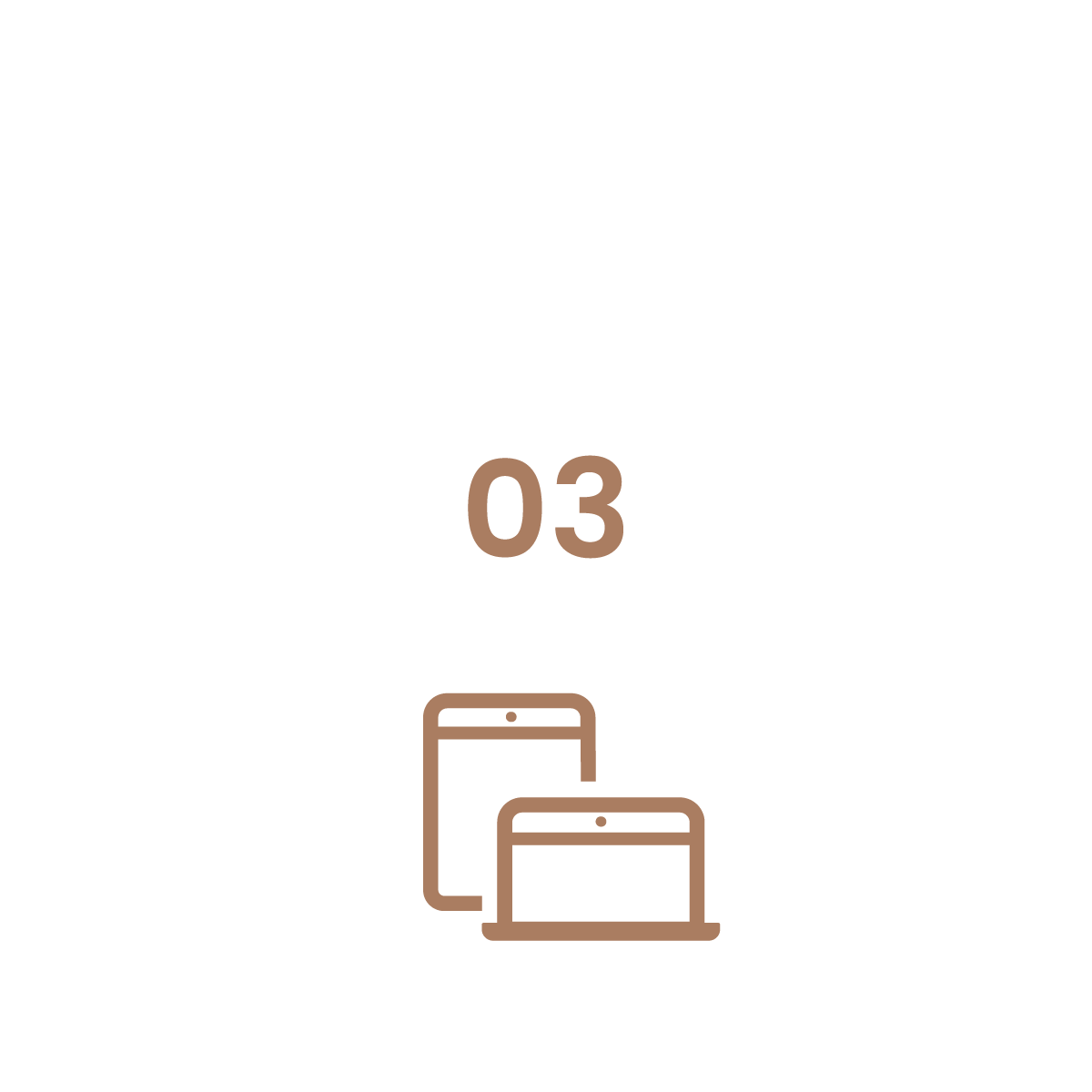 A bronze icon of multiple screens representing BenQ digital signage management tools, designed to simplify device, account, and content management at scale.