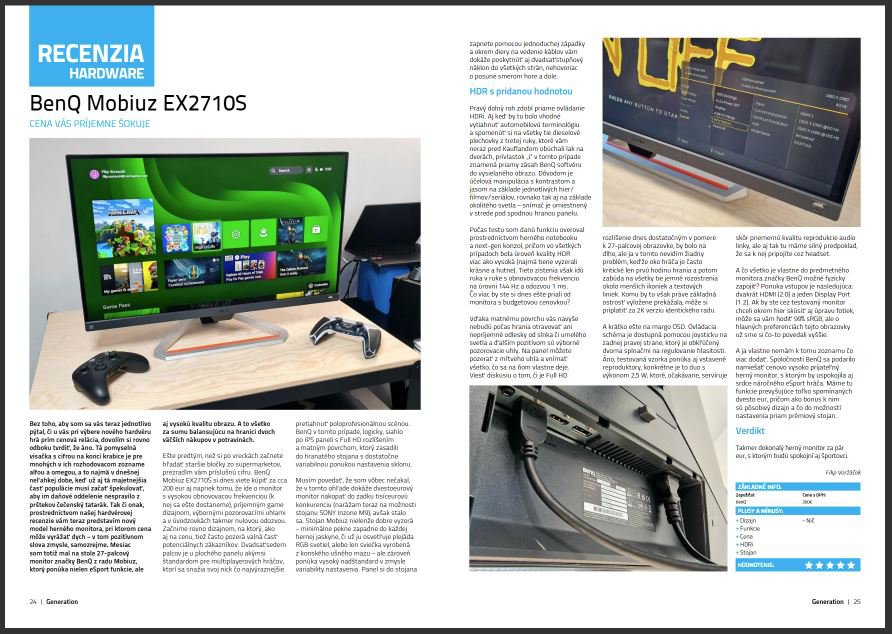 BenQ MOBIUZ EX2710S 27-palcový monitor z radu Mobiuz. ponúka nielen eSport funkcie, ale aj vysokú kvalitu obrazu. 