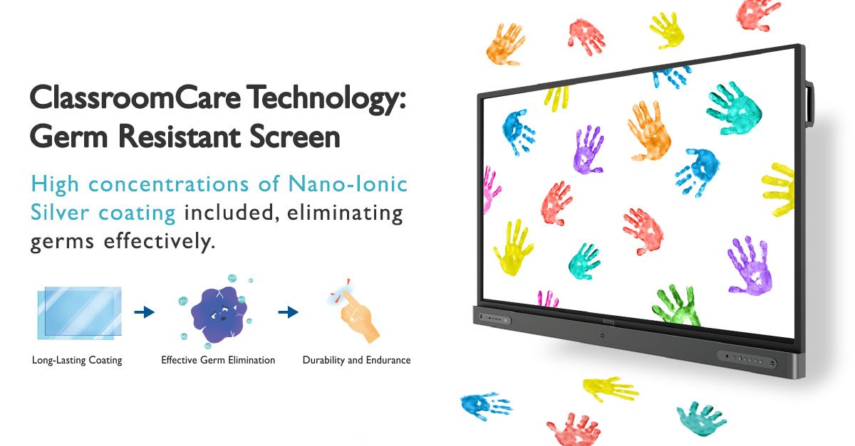 Germ-resistant screen with high concentrations of non-toxic Nano-Ionic costing, eliminating germs immediately  from every touch of screen