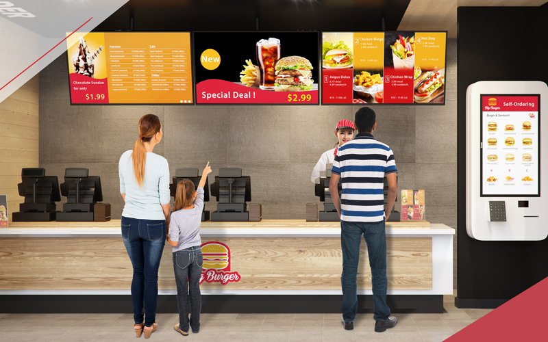 BenQ Buiness - 全方位智慧零售解決方案 - 互動式看板-速食餐廳