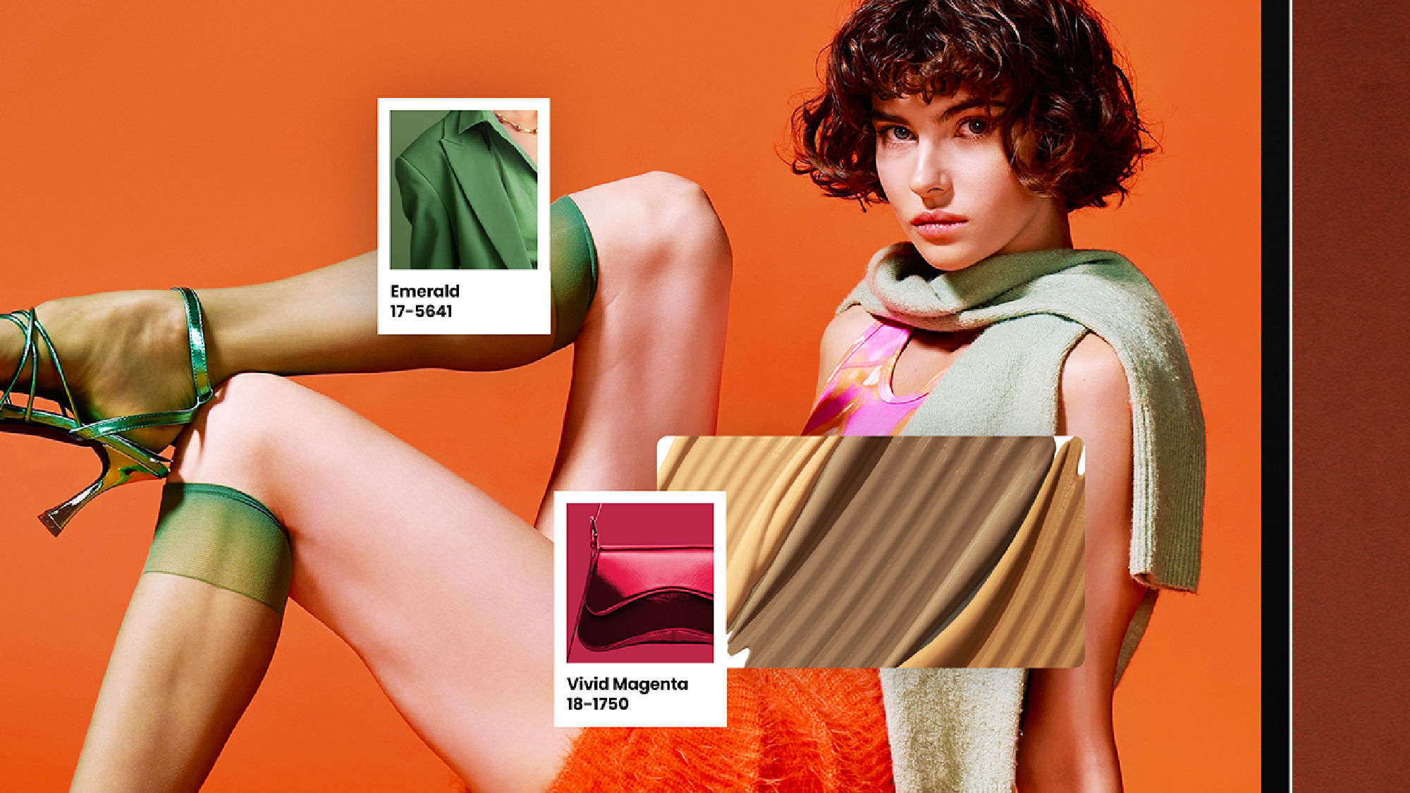 Fashion design displayed with colour and material references on a BenQ Board