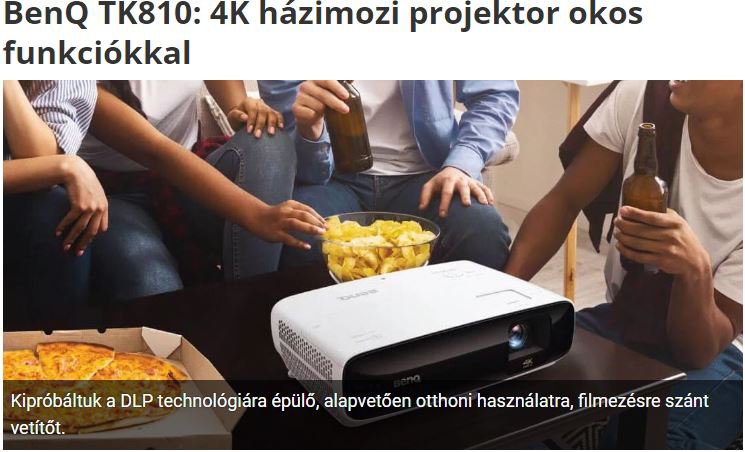 BenQ TK810: 4K házimozi projektor okos funkciókkal