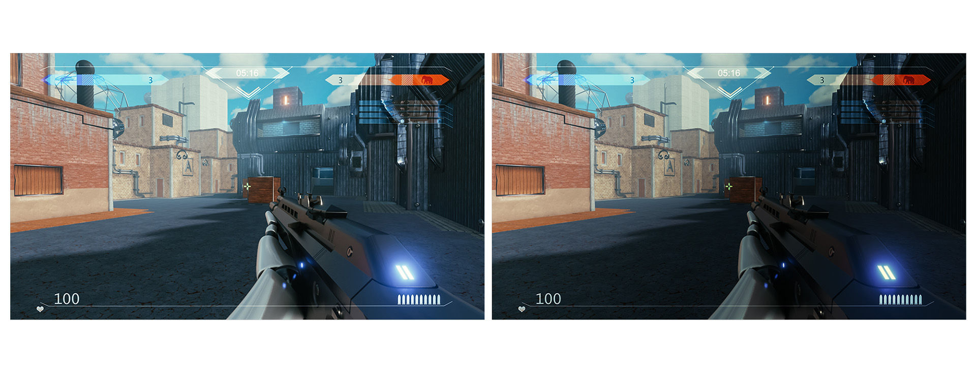 Same scene, different monitors, shadows appear inconsistent and lighting balance is lost.