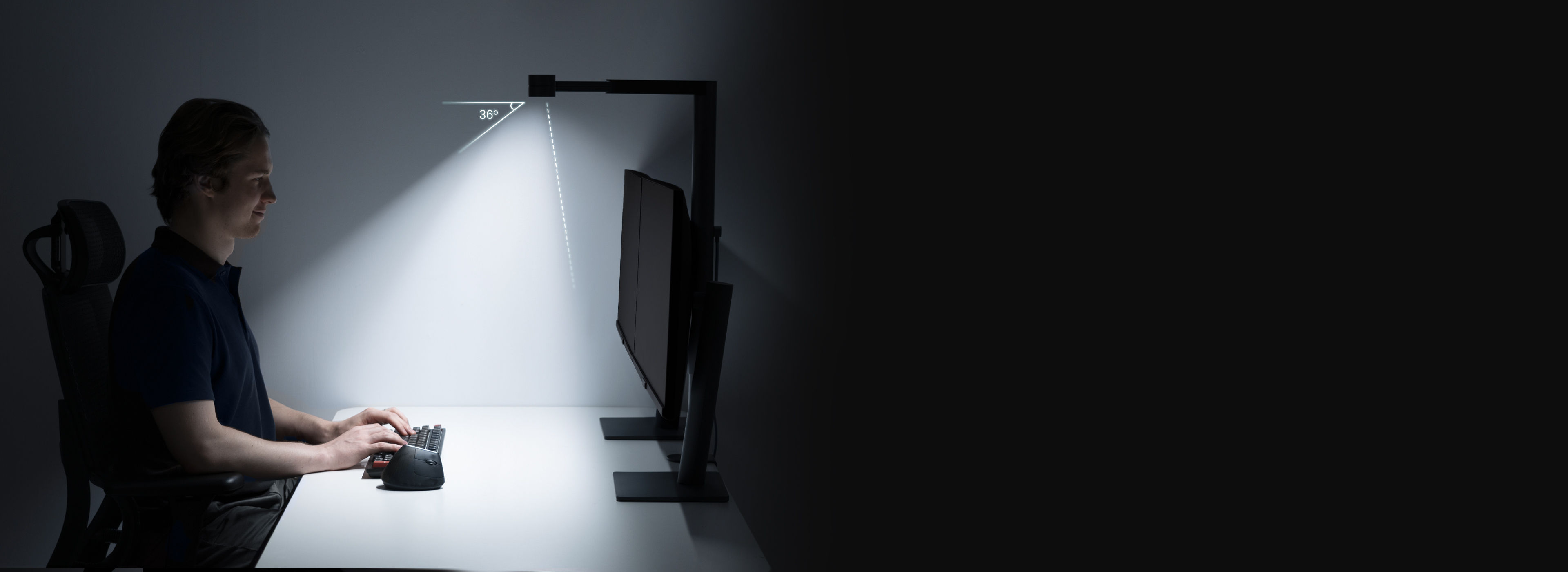 BenQ ScreenBar Max provides glare-free lighting without direct glare to the eyes