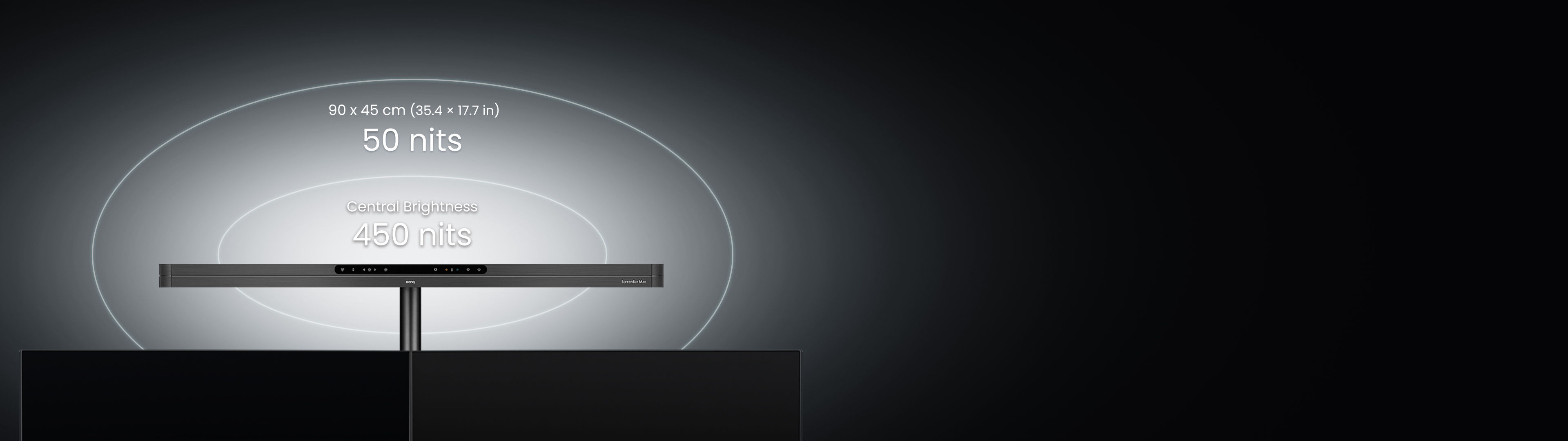 BenQ ScreenBar Max ambient backlight for balanced screen contrast