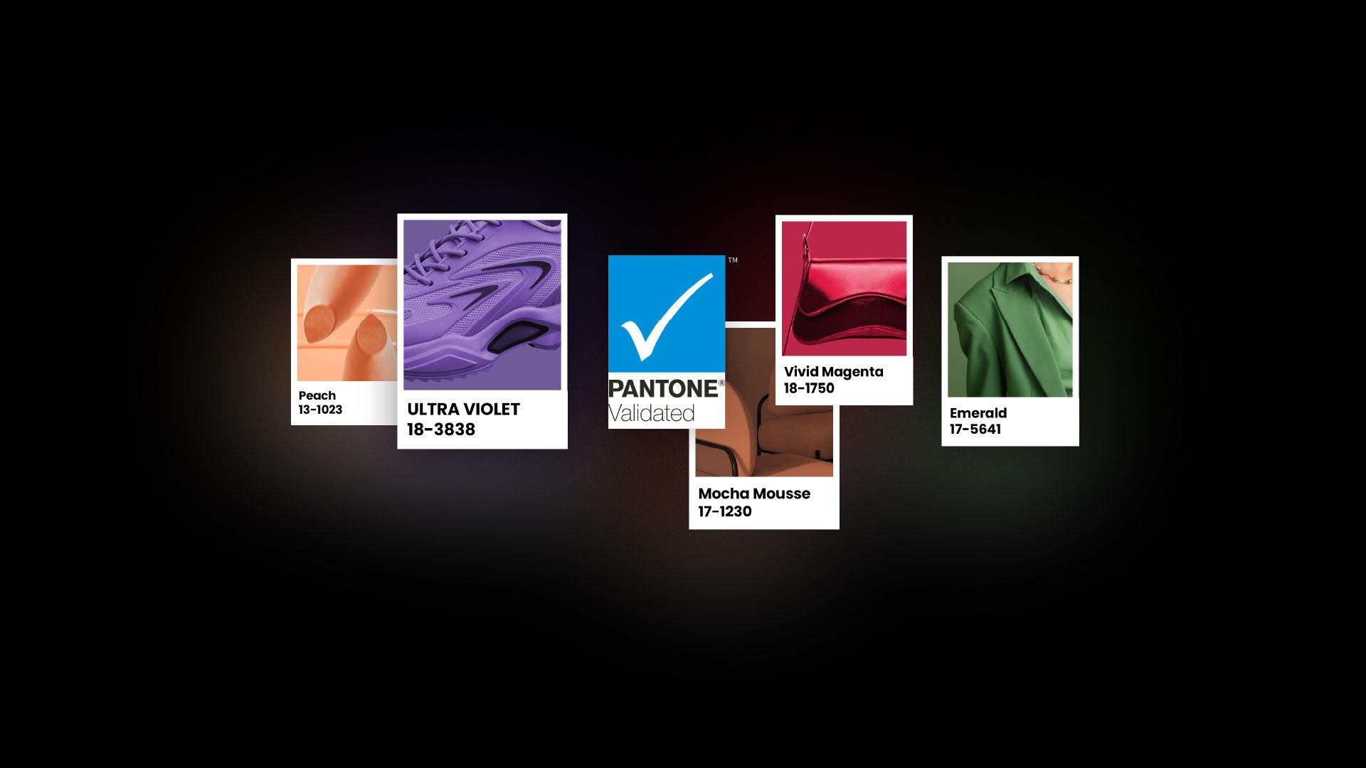 A collection of color swatches including Ultra Violet, Vivid Magenta, and Emerald surrounding a Pantone Validated logo on a BenQ digital signage screen, highlighting industry-standard color for design and photography.