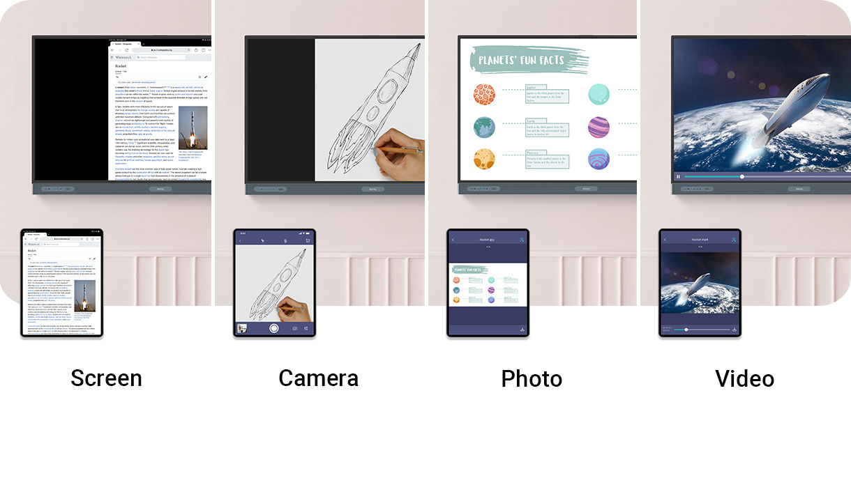 Wireless screen share different types of content