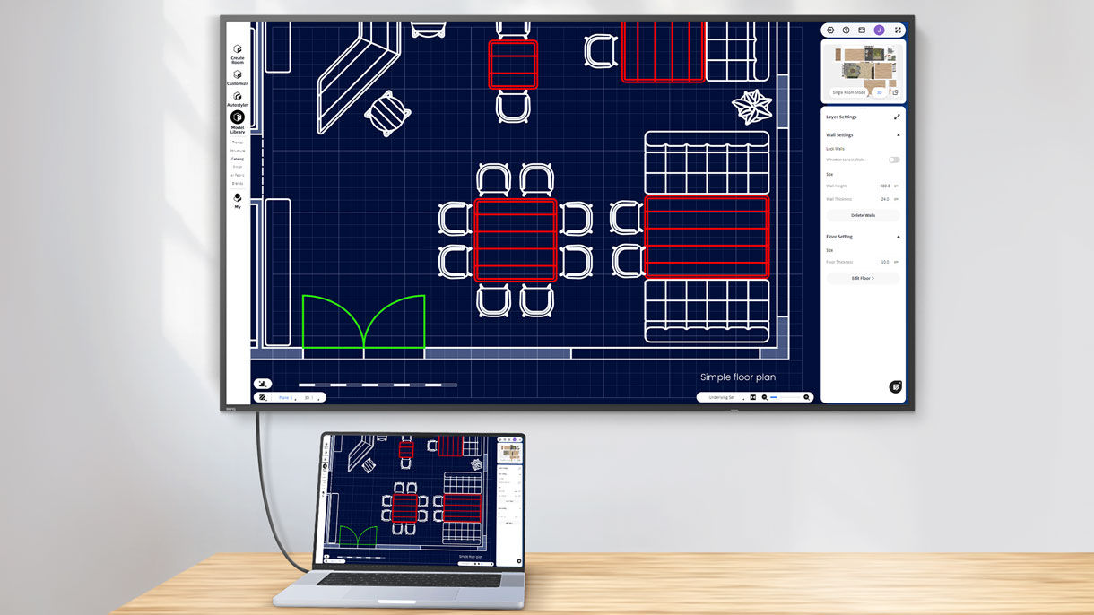  SH04 signage with High-Detail mode, enhancing contrast and clarity for displaying schematics, blueprints, and floor plans in architecture, engineering, and design classes.