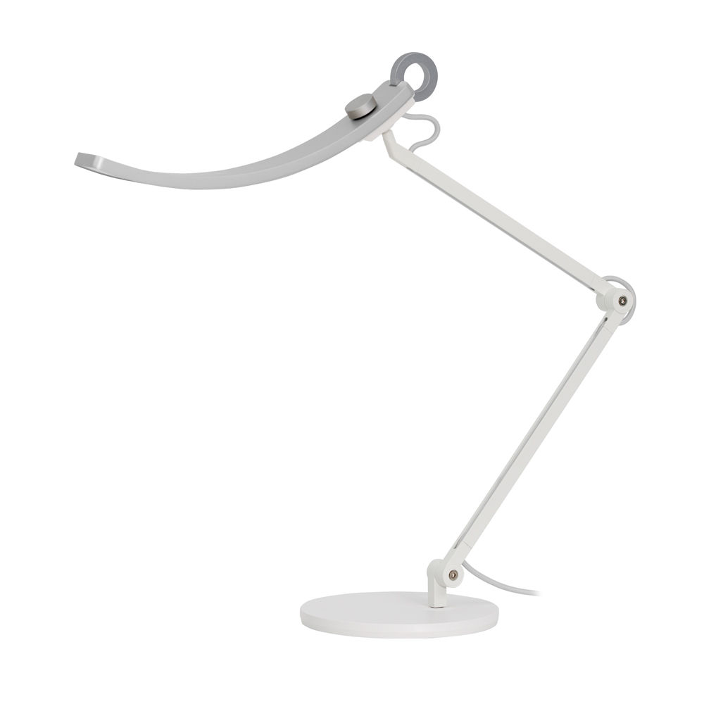 Lampe de bureau blanche avec tête articulée et base téléphone