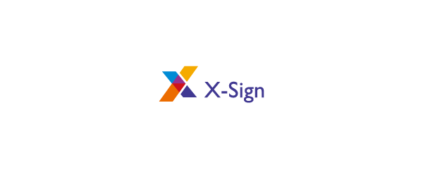 The colorful X-Sign logo illustrating BenQ's intuitive content management software for digital signage, simplifying the deployment of business messaging and workplace solutions.