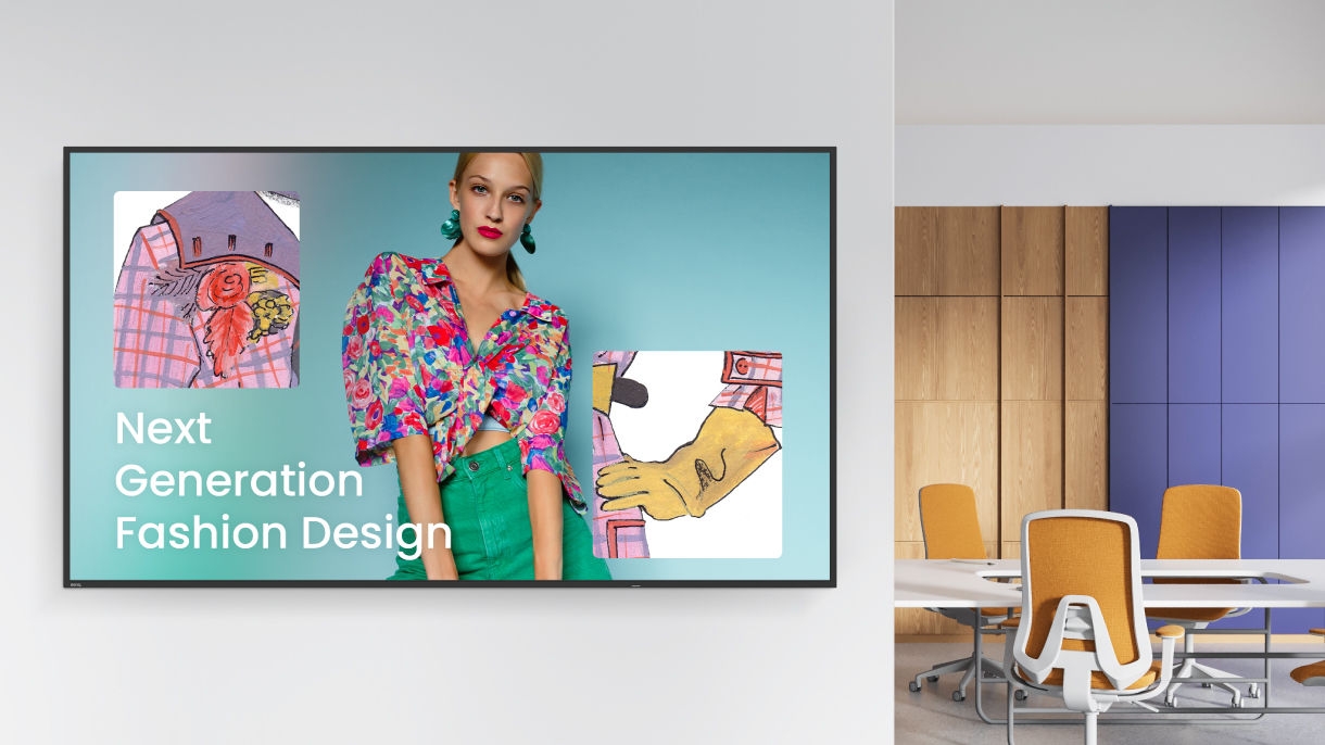 BenQ SL04 signage with 500 nits of vibrant brightness in a corporate break area, ensuring clear content visibility for workplace communication.