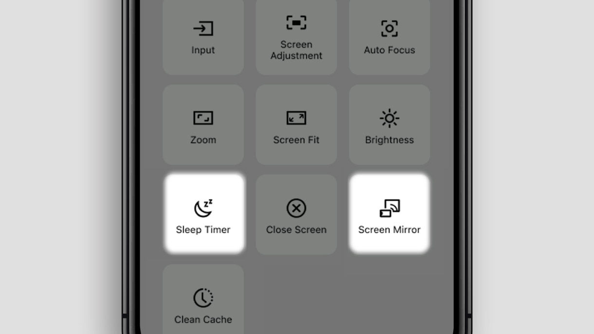 projector focus control sleep timer screen mirroring mirror phone to projector