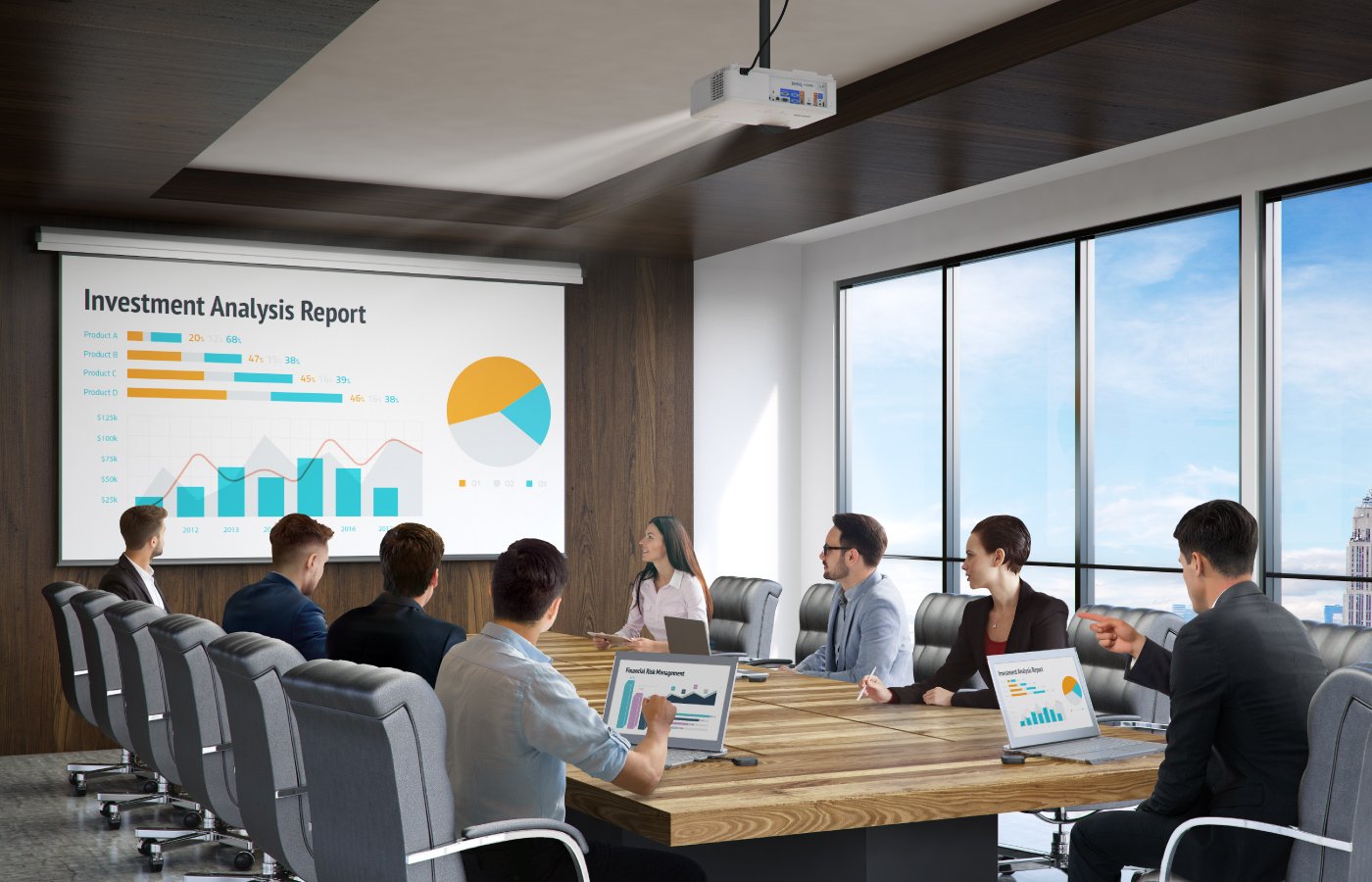 BenQ Superior Conference Room Projectors are reliable network-controlled projectors in large conference rooms or boardrooms with ambient light