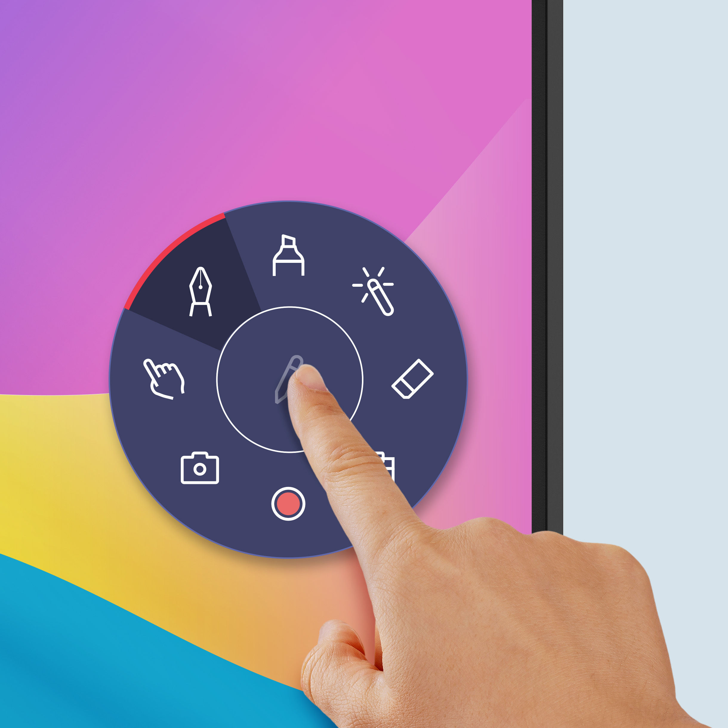 Digital Whiteboard from BenQ with the Floating Tool, allowing snapshots, screen recording, and annotation over apps, files, webpages, or videos.