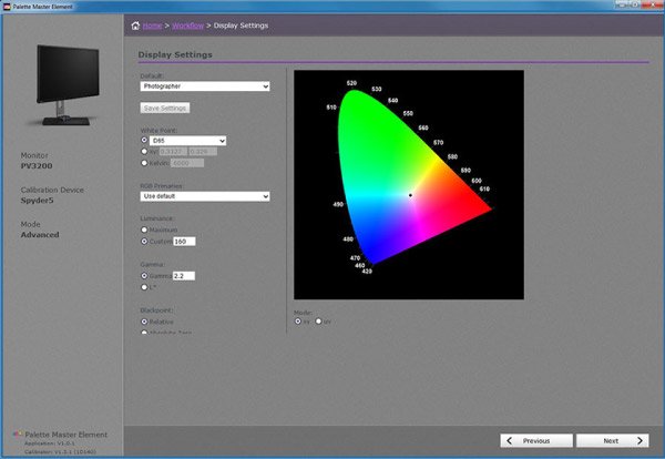 Met de Palette Master Element kalibratiesoftware kunnen de kleurprestaties worden geoptimaliseerd volgens uw behoeften.