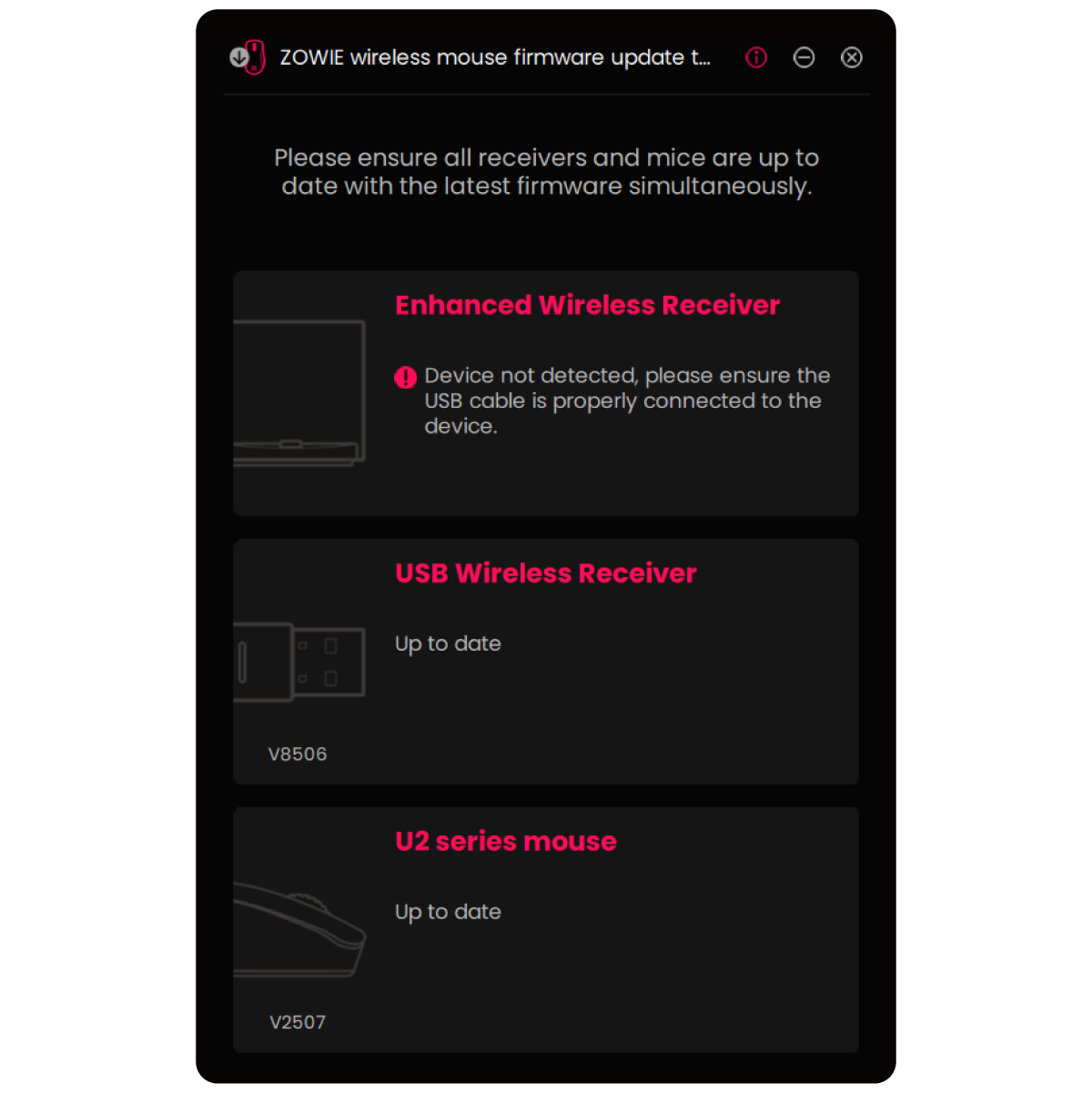 instruction after updating firmware for zowie usb dongle