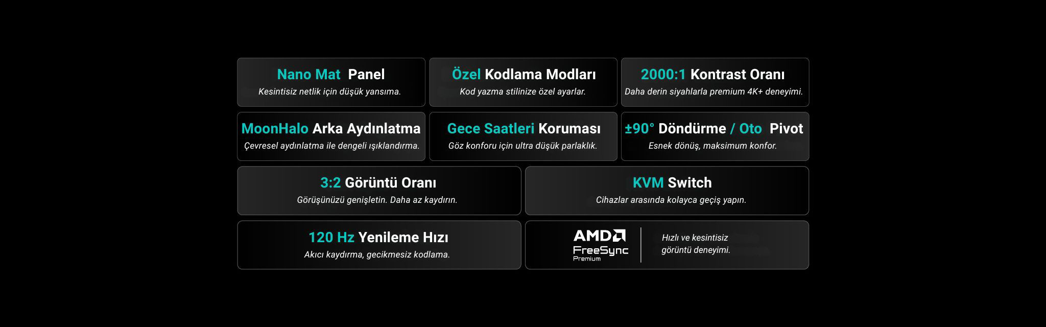 BenQ RD280UG, zahmetsiz kodlama seansları sunmak için 28,2 inç 4K+ ekranı, 120Hz yenileme hızı, 3:2 en boy oranı, Nano Mat Panel, MoonHalo arka aydınlatma, özel Kodlama Modları, 2000:1 kontrast oranı, ergonomik tasarım ve Göz Bakımı teknolojisini bir araya getiriyor.