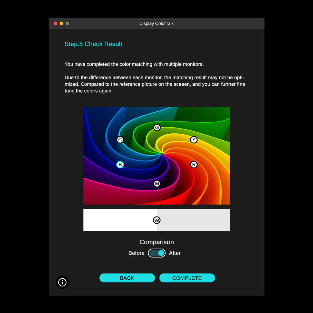 Check the final results and finish the process by BenQ Display ColorTalk software