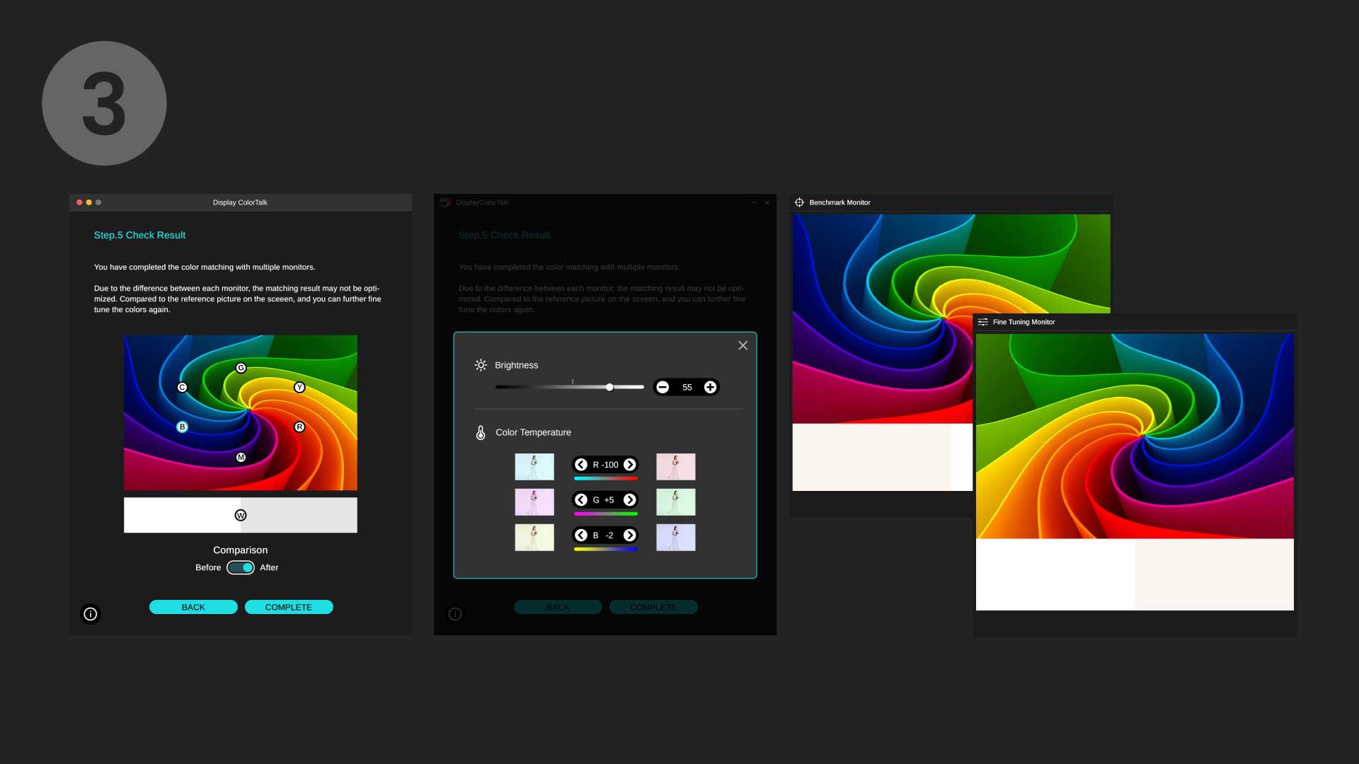 BenQ Software Display ColorTalk usnadňuje synchronizaci barev mezi monitory pomocí pouhých několika málo kliknutí. Ušetřete čas a úsilí a soustřeďte se na svou kreativitu.