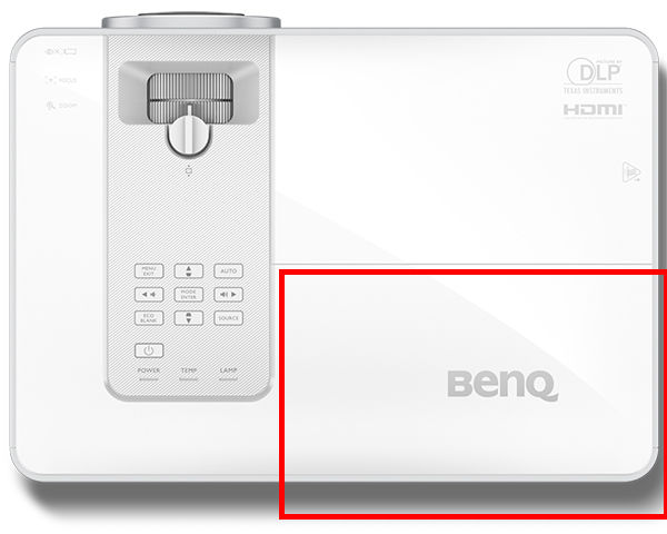 BenQ SU765 WUXGA DLP conference room projector has a upper lamp door, which enables simplified lamp maintenance. 