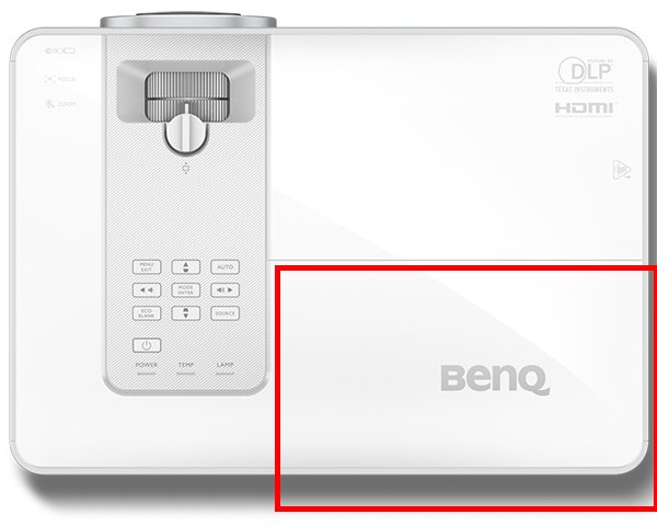 BenQ SU765 WUXGA DLP conference room projector has a upper lamp door, which enables simplified lamp maintenance. 