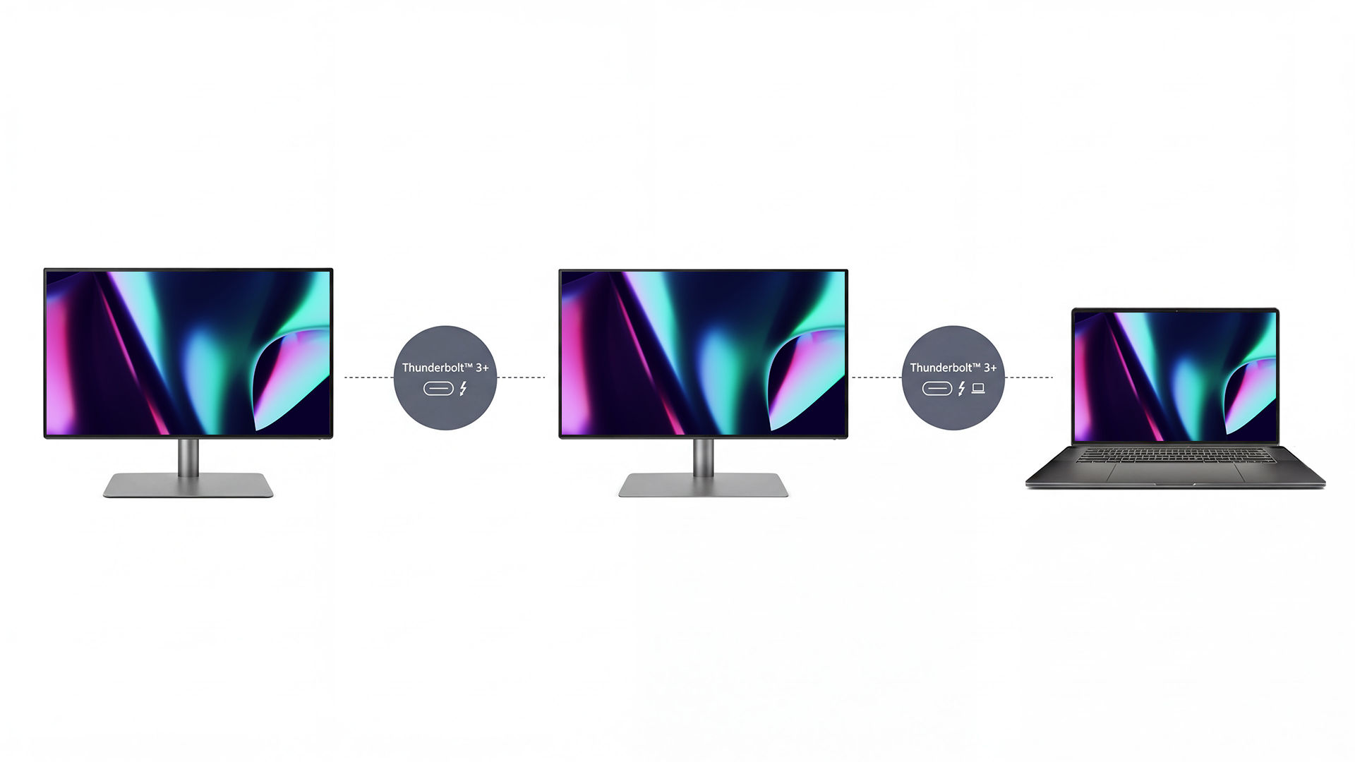 to daisy chain external monitors, connect your mac to the first monitor with a thunderbolt 3 cable. 