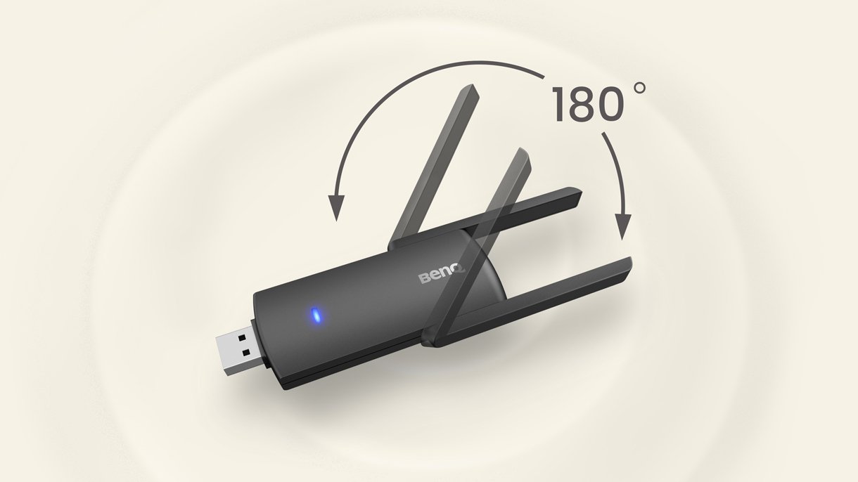 InstaShare Wirelessly USB Adapter's two 180-degree antennas