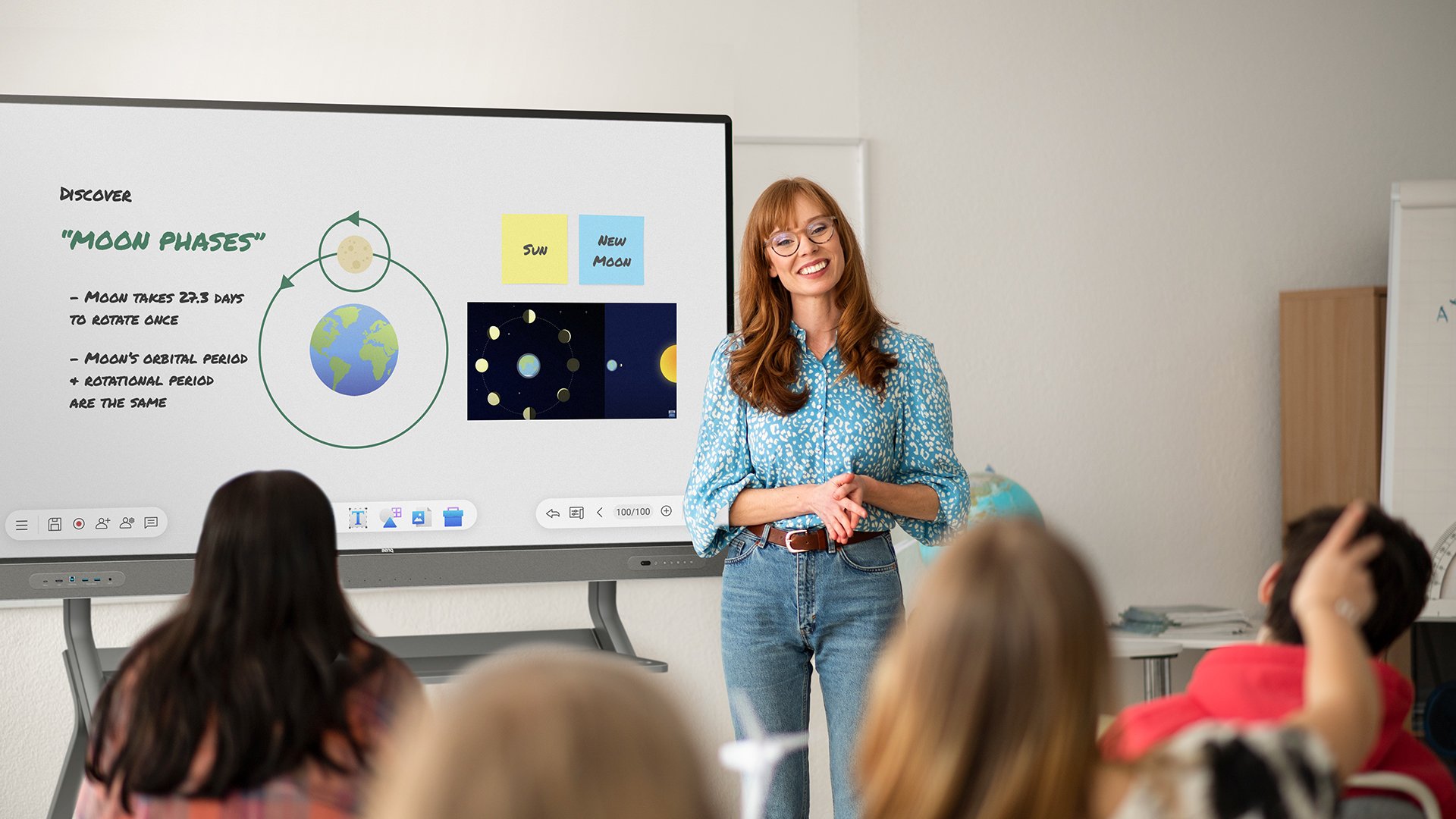 Teacher in front of BenQ teaching space exploration