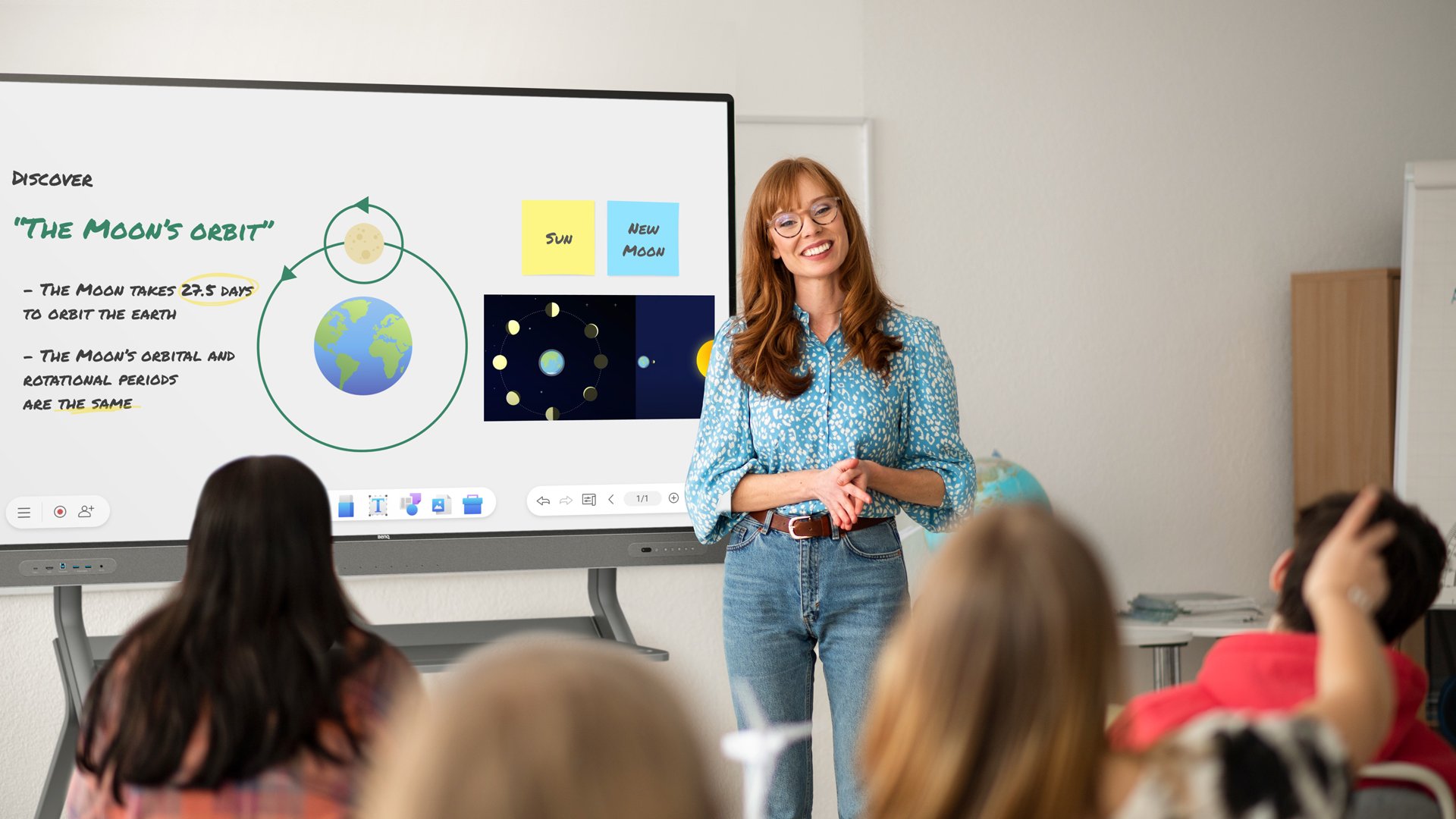 Teacher in front of BenQ teaching space exploration