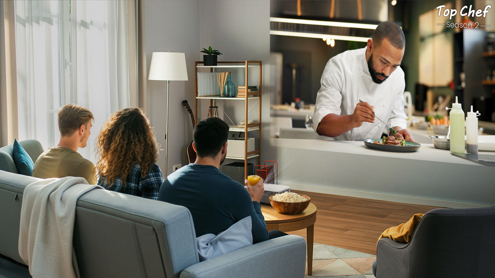 BenQ TH575i 1080p Heimprojektor mit starker Helligkeit und lebendigen Farben – ideal für Streaming in hellen Räumen.