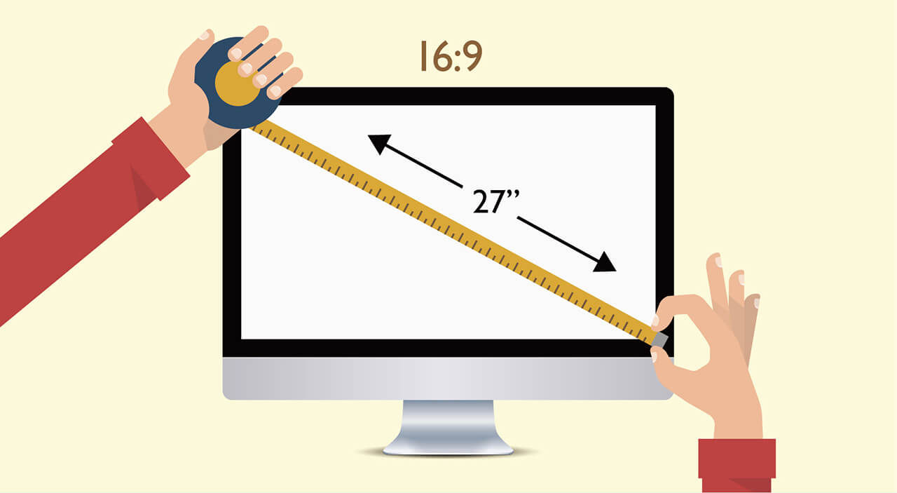 The monitor that are the current trend in the market for image processing are predominantly 27-inch monitors with a 16:9 aspect ration.