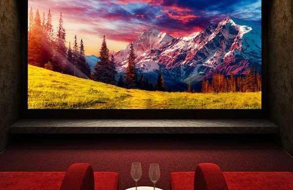 This is a home theater with big screen display.