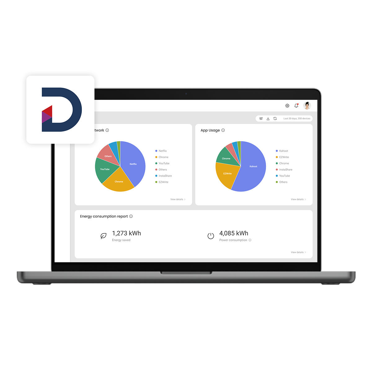 BenQ DMS Device Management Solution logo and dashboard 