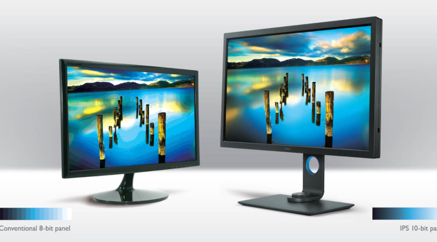 two monitors display in 10-bit and 8-bit +FRC color depth