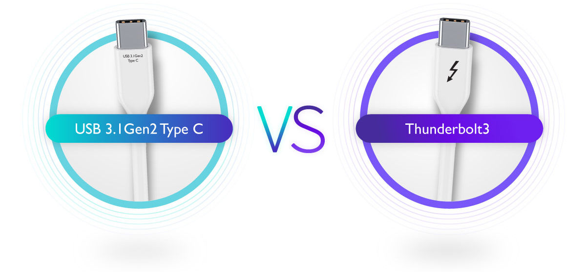 what are the differences betweenThunderbolt 3 and USB 3.1 Gen2 Type C 