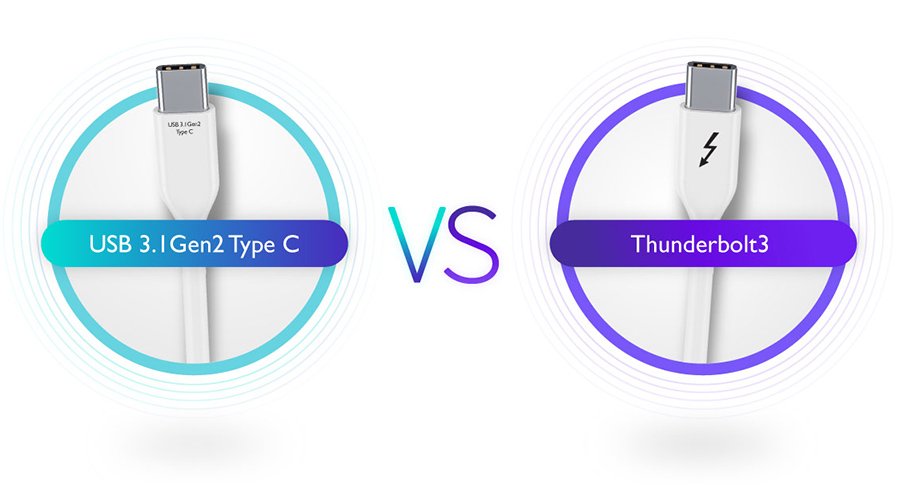 The differences between Thunderbolt 3 and USB 3.1 Gen2 Type C.