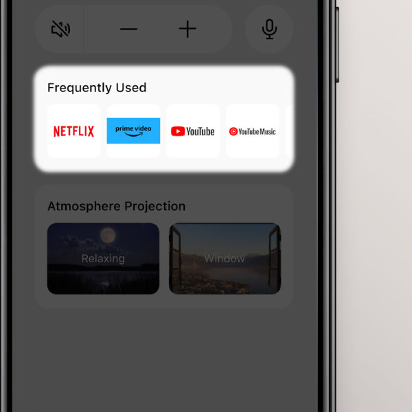 Streaming Hot Key on the BenQ TK705STi SmartRemote app enabling quick access to favorite streaming apps