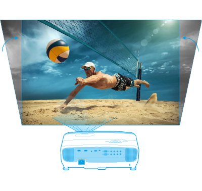 The projector that comes with vertical keystone feature can adjust the projected image and angle.