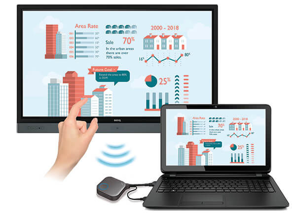 Control of the laptop with IFP touchscreen thanks to InstaShow