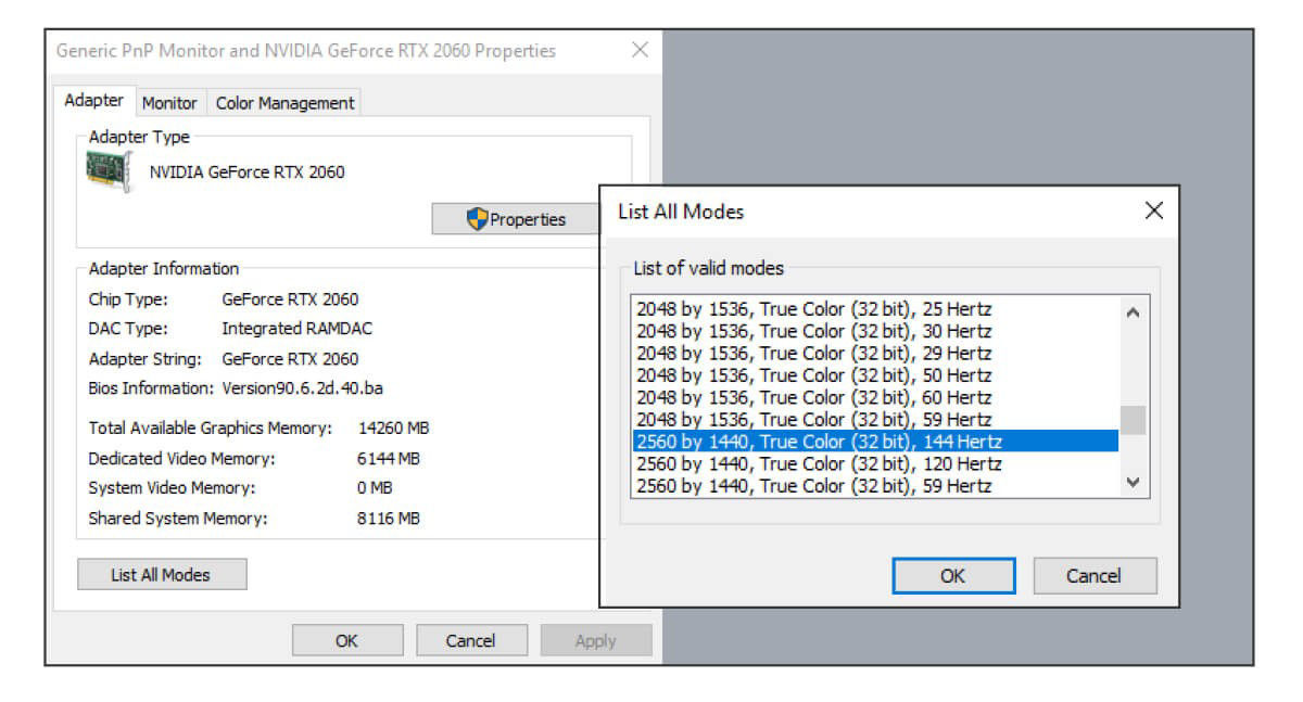 It is needed to choose your monitor’s advertised refresh rate from the screen refresh rate list by win10 display setup NVIDIA.