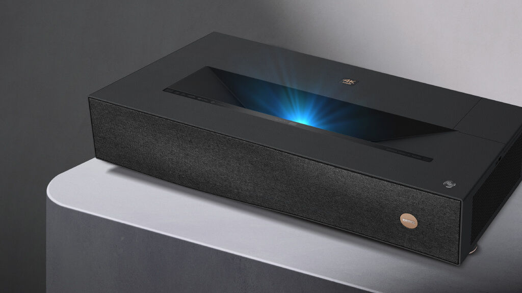 BenQ V5000i 4K RGB Triple Laser TV Projector front view sleek black design